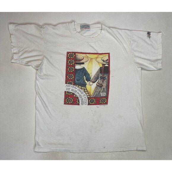 VTG How Good It Feels Mary Engelbreit Art T-shirt Women Large 90s Single Stitch - Picture 1 of 12